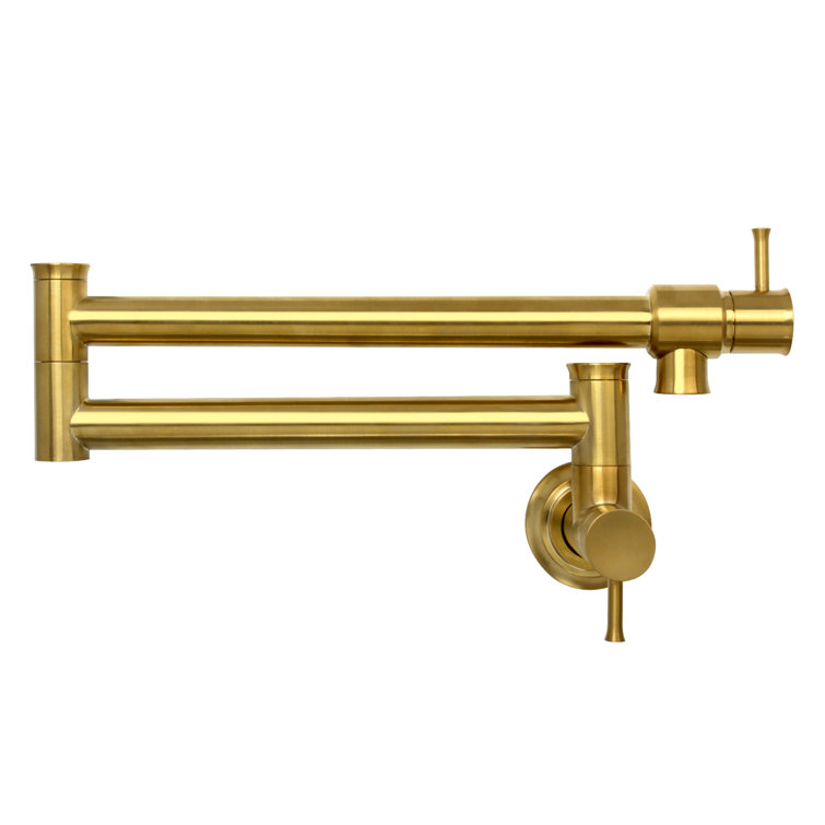Brushed Gold Brass Wall Mount Pot Filler Faucet