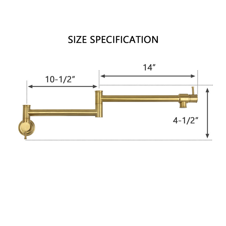 Brushed Gold Brass Wall Mount Pot Filler Faucet