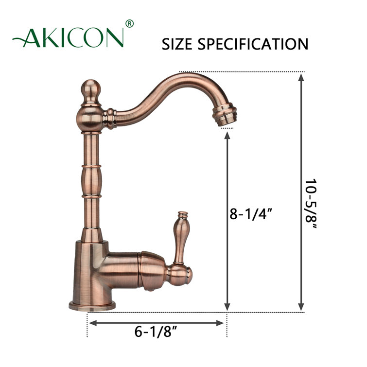 Antique Copper Solid Brass One-Handle Kitchen Faucet with Side Spray