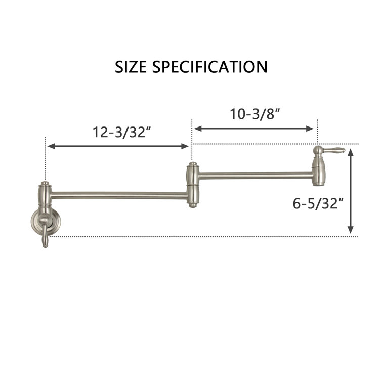Brushed Nickel Wall Mount Pot Filler with Lever Handles