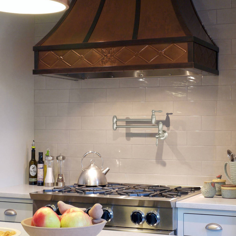 Brushed Nickel Wall Mount Pot Filler with Lever Handles