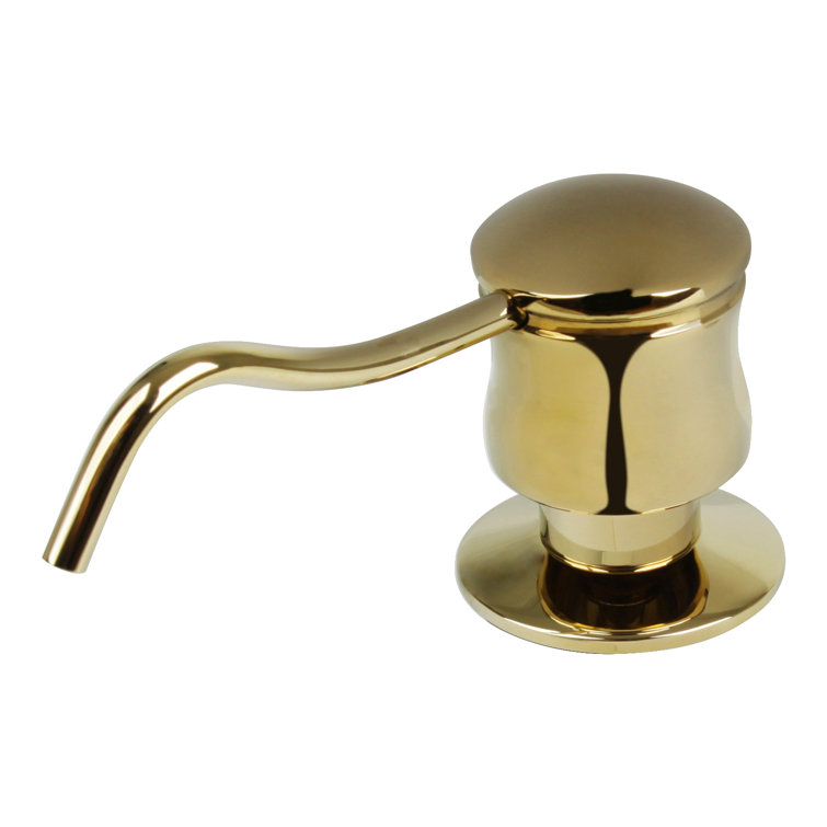 Gold Brass Kitchen Sink Soap Dispenser with Refillable Bottle