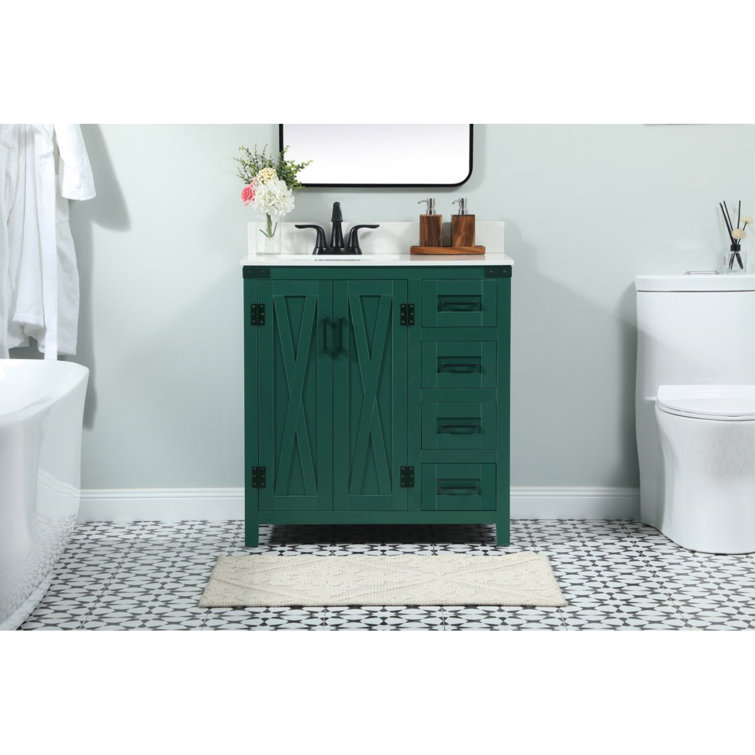 Slayton 32'' Green Oak Freestanding Single Bathroom Vanity