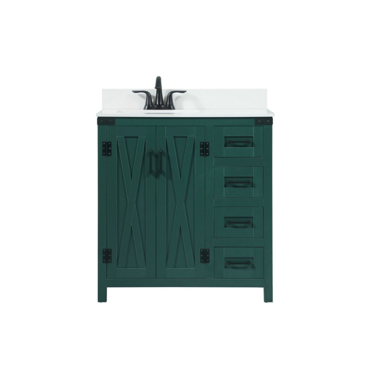 Slayton 32'' Green Oak Freestanding Single Bathroom Vanity