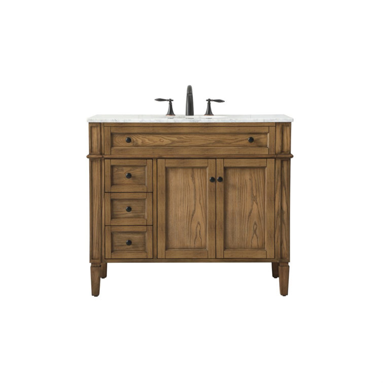 Park Avenue Driftwood Single Vanity with Carrara White Marble Top