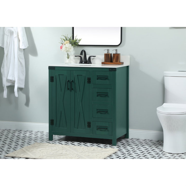 Slayton 32'' Green Oak Freestanding Single Bathroom Vanity