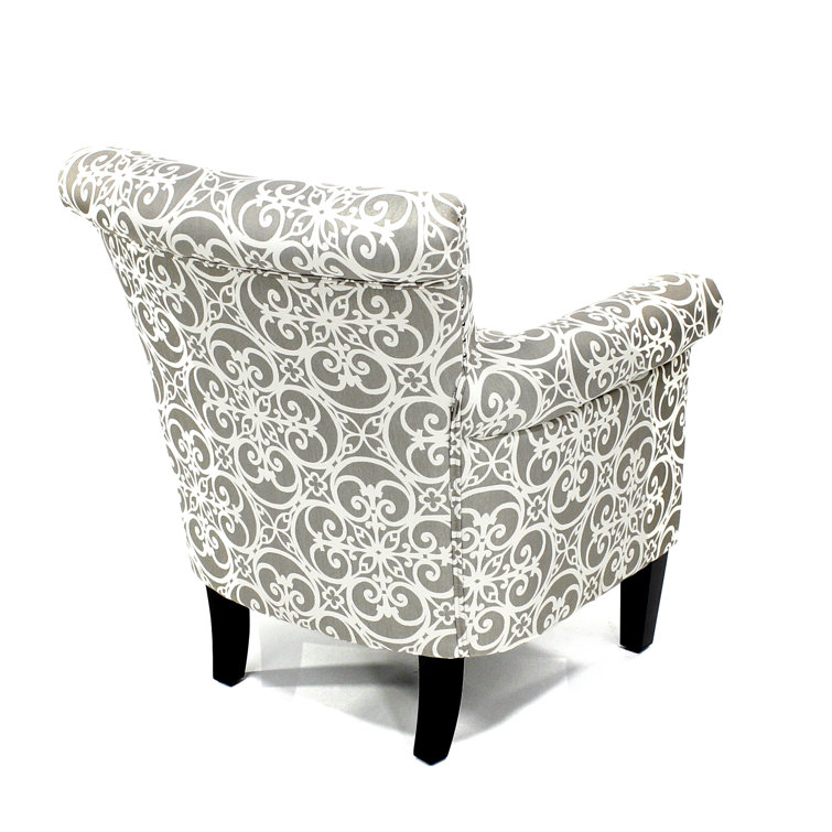 Gray Geometric Wood Accent Chair with Nailhead Trim