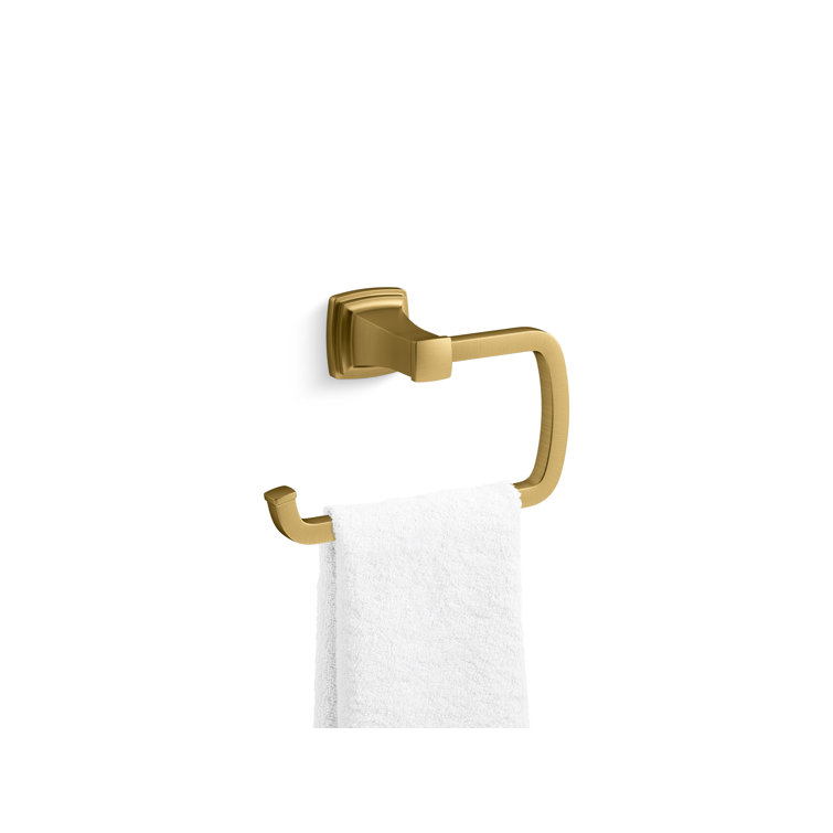 Vibrant Brushed Moderne Brass Rectangular Towel Ring