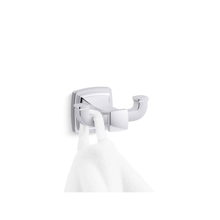 Polished Chrome Double Robe Hook with Square Design