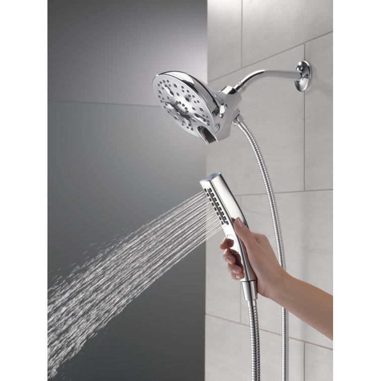 Chrome Dual Handheld Rain Shower Head with Magnetic Docking