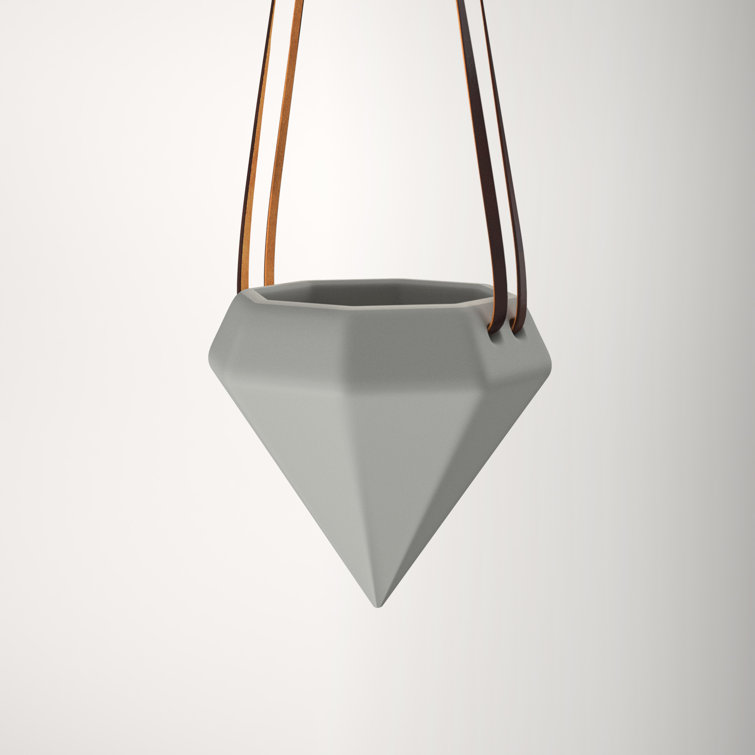 Elysian Glam Modern Light Gray Ceramic Cone Hanging Planter