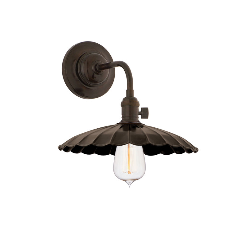 Old Bronze Metal 1-Light Wall Sconce with Brass Accents
