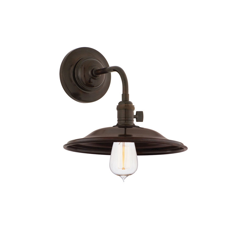 Old Bronze Metal 1-Light Wall Sconce with Brass Accents