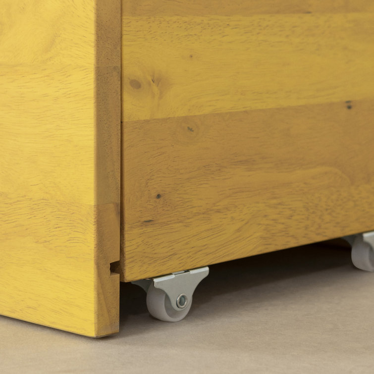 Yellow Adjustable Kids Wooden Bookcase with Storage Bin