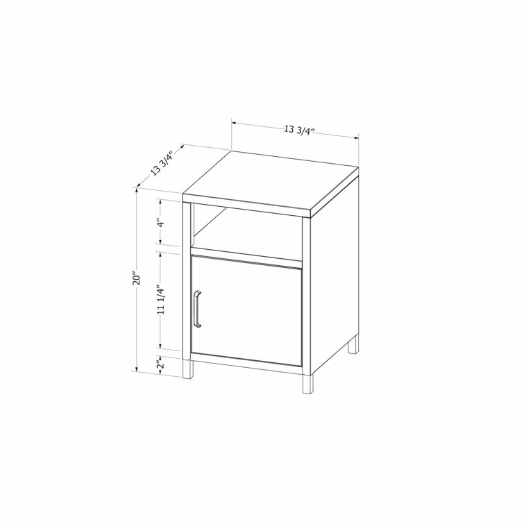 Light Blue Metal 1-Door Nightstand with Open Shelf