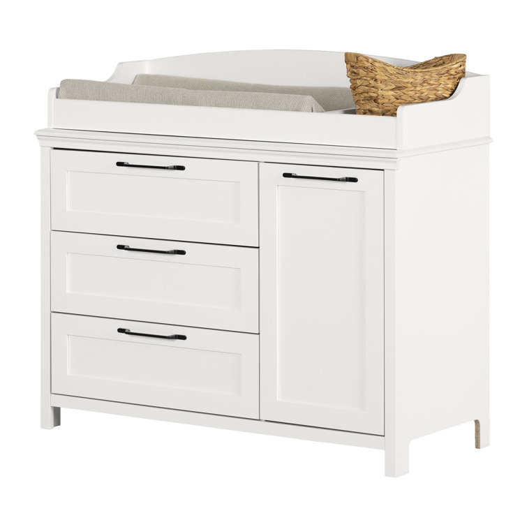 Pure White Farmhouse Changing Table Dresser with Drawers