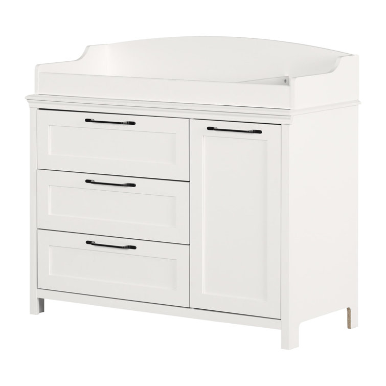 Pure White Farmhouse Changing Table Dresser with Drawers