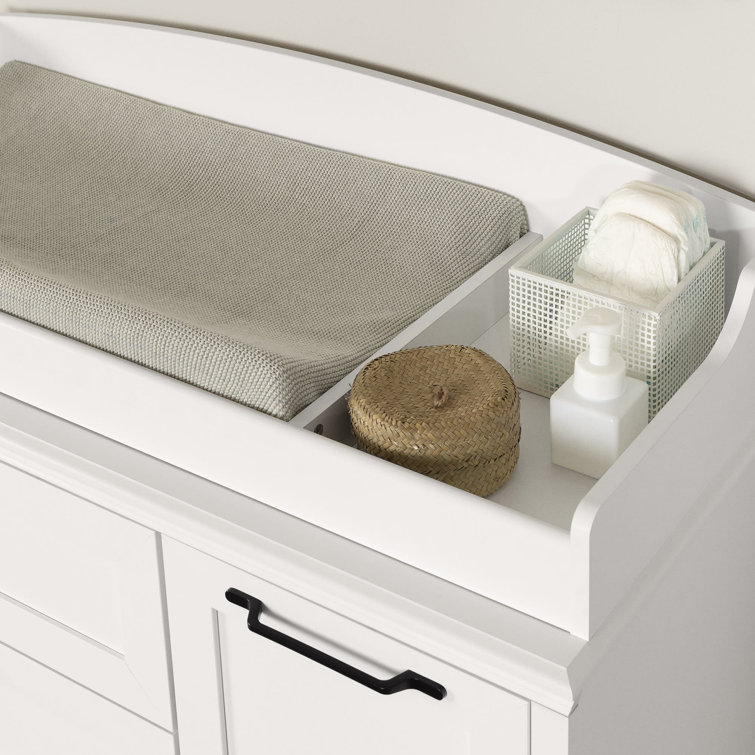 Pure White Farmhouse Changing Table Dresser with Drawers
