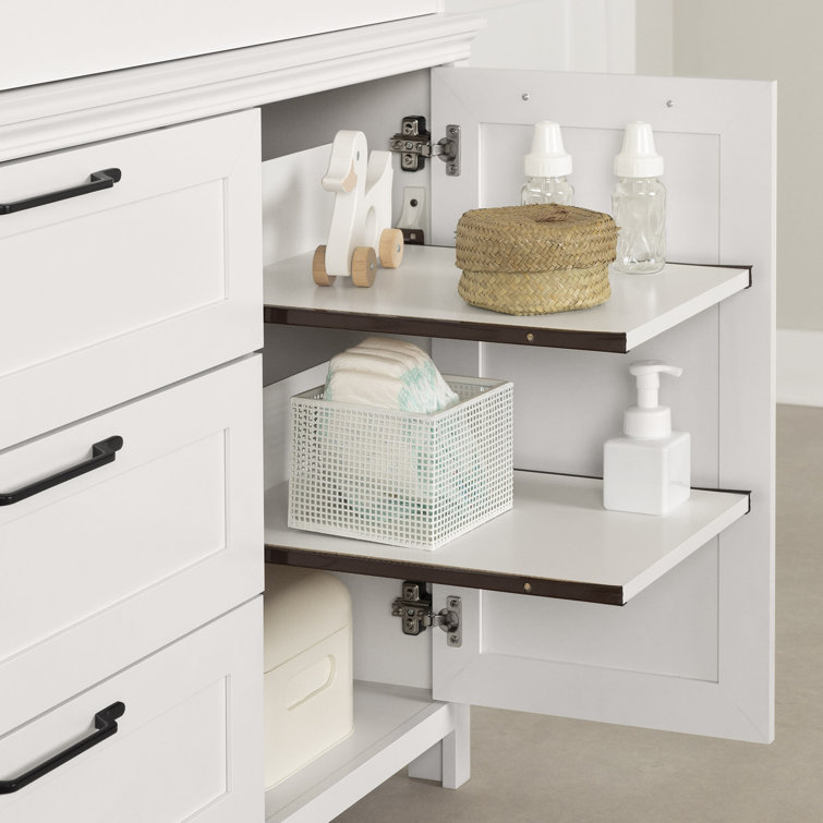 Pure White Farmhouse Changing Table Dresser with Drawers