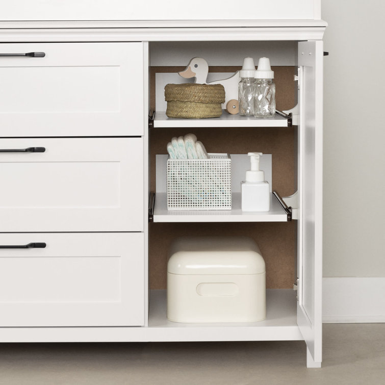Pure White Farmhouse Changing Table Dresser with Drawers