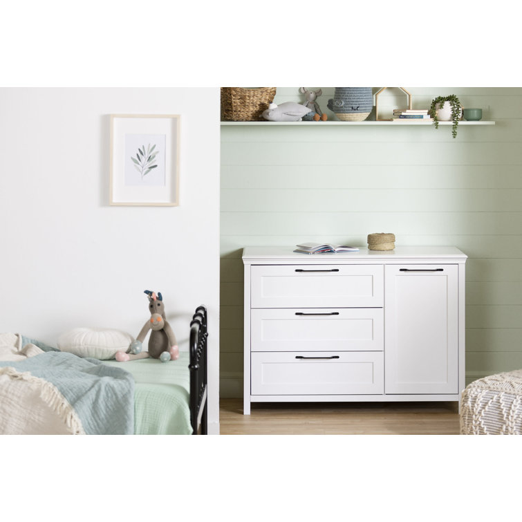 Pure White Farmhouse Changing Table Dresser with Drawers
