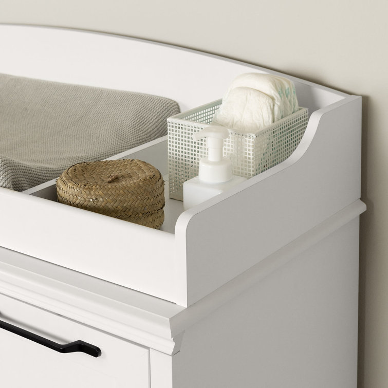 Pure White Farmhouse Changing Table Dresser with Drawers