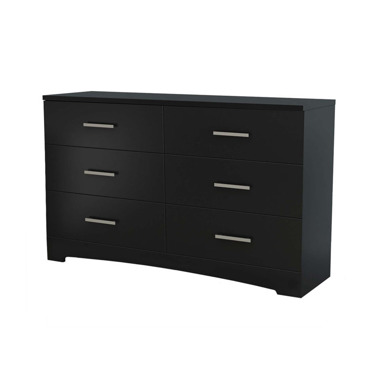 Pure Black Double Dresser with Silver Handles