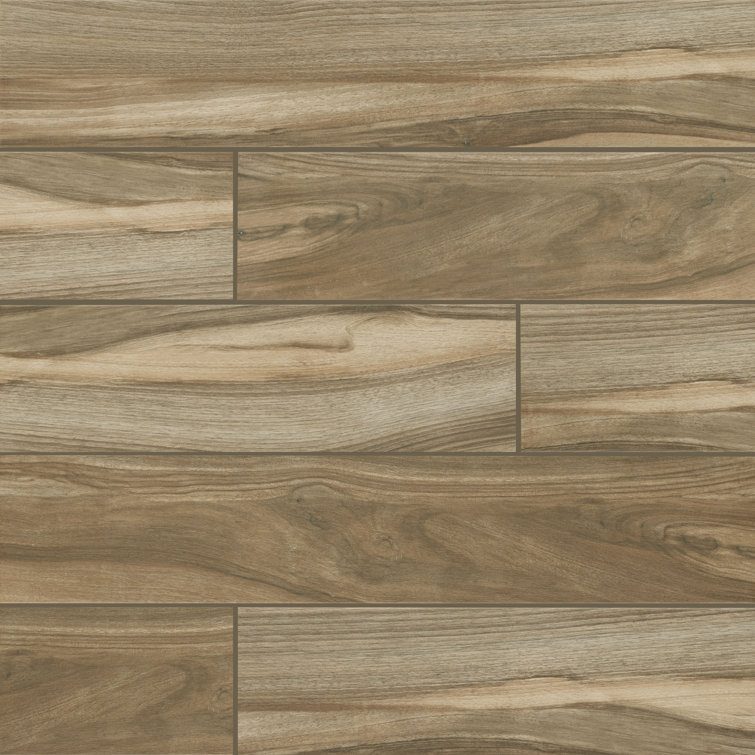Aspenwood Cafe Large 9" x 48" Matte Porcelain Wood Look Tile