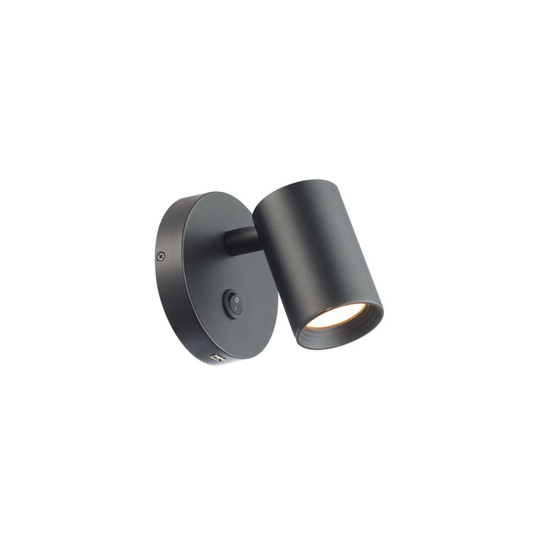 Black Glass LED Drum Wall Sconce