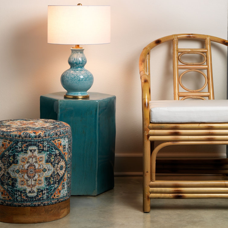Hexagon Porto Drum Side Table in Taupe Ceramic