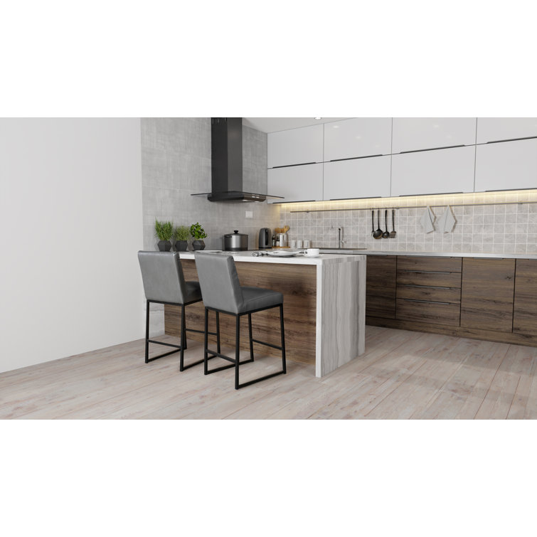 Seville Dark Gray Metal and Leather Counter Stool
