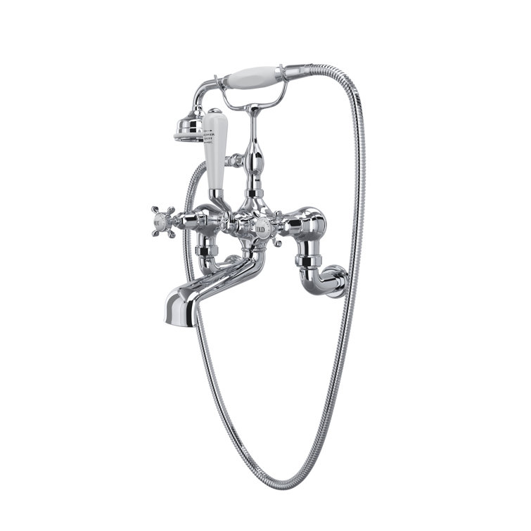 Polished Nickel Wall Mounted Brass Tub Filler with Handshower