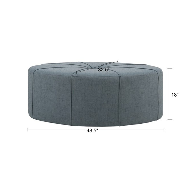 Ferris Charcoal Grey Flannel Tufted Oval Cocktail Ottoman