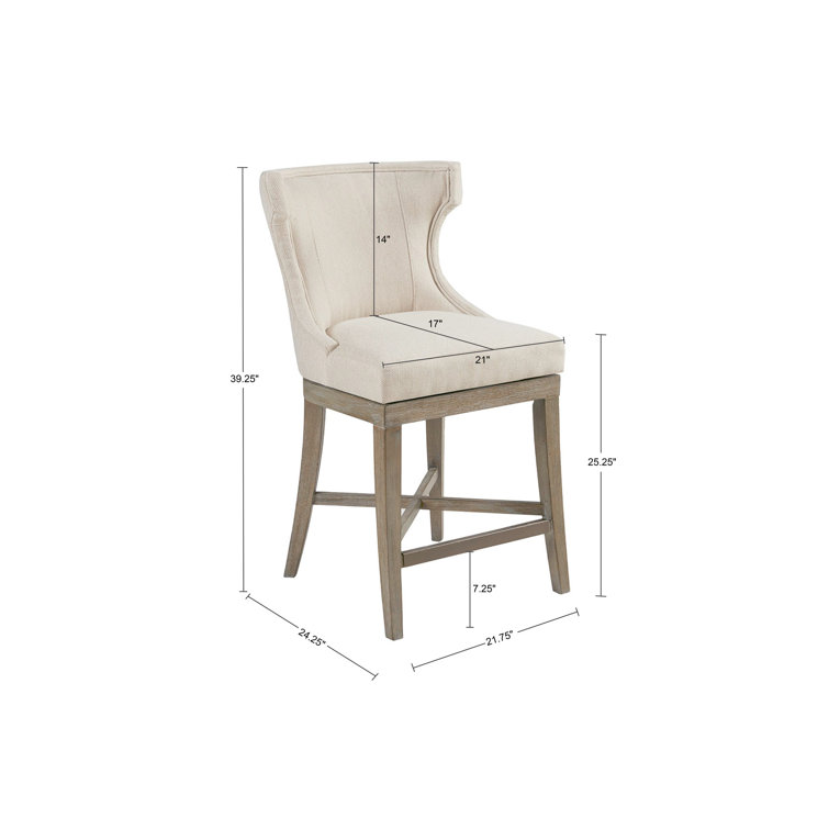 Trentin Cream Wood Swivel Wingback Counter Stool