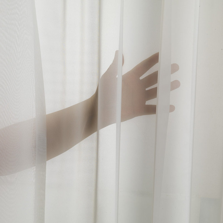 Extra Long Ecru Faux Silk Sheer Window Panels