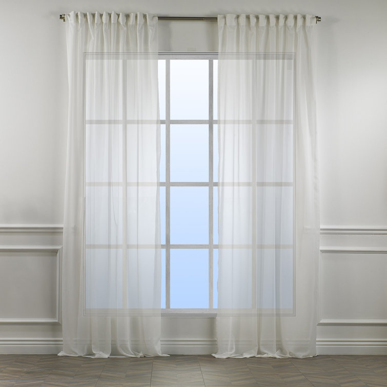 Extra Long Ecru Faux Silk Sheer Window Panels