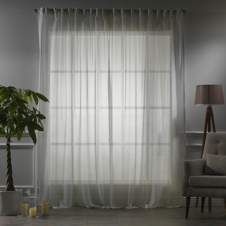 Extra Long Ecru Faux Silk Sheer Window Panels