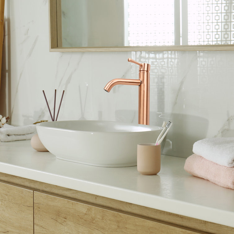 Copper Single-Handle Bathroom Vessel Sink Faucet