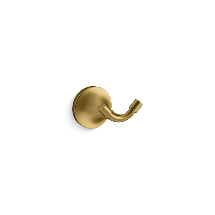 Vibrant Brushed Brass Modern Wall Mounted Robe Hook