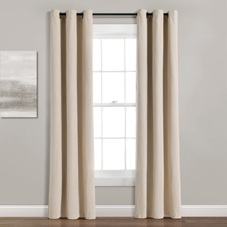Dark Linen Grommet Blackout Cotton Blend Curtain Panel