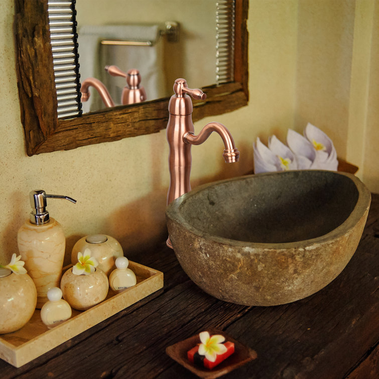 Copper Bronze Single-Handle Bathroom Vessel Faucet