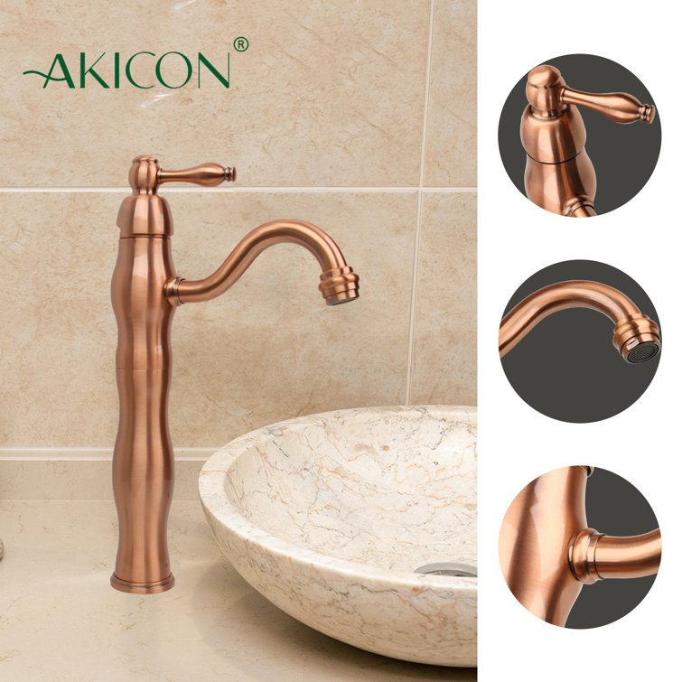 Copper Bronze Single-Handle Bathroom Vessel Faucet