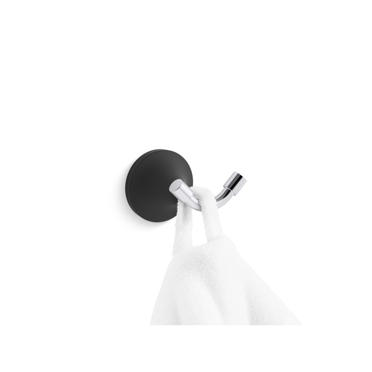 Matte Black and Polished Chrome Wall Mounted Robe Hook