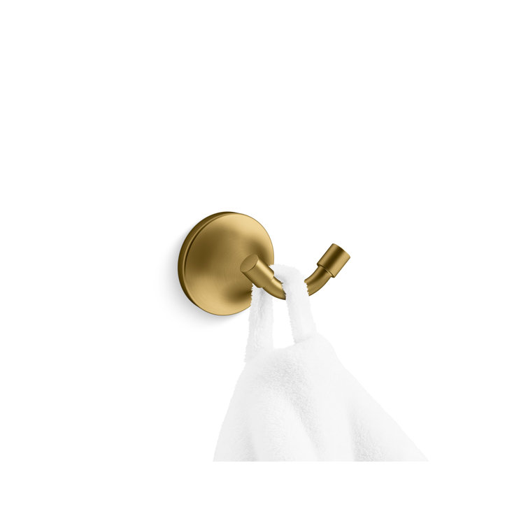 Vibrant Brushed Brass Modern Wall Mounted Robe Hook
