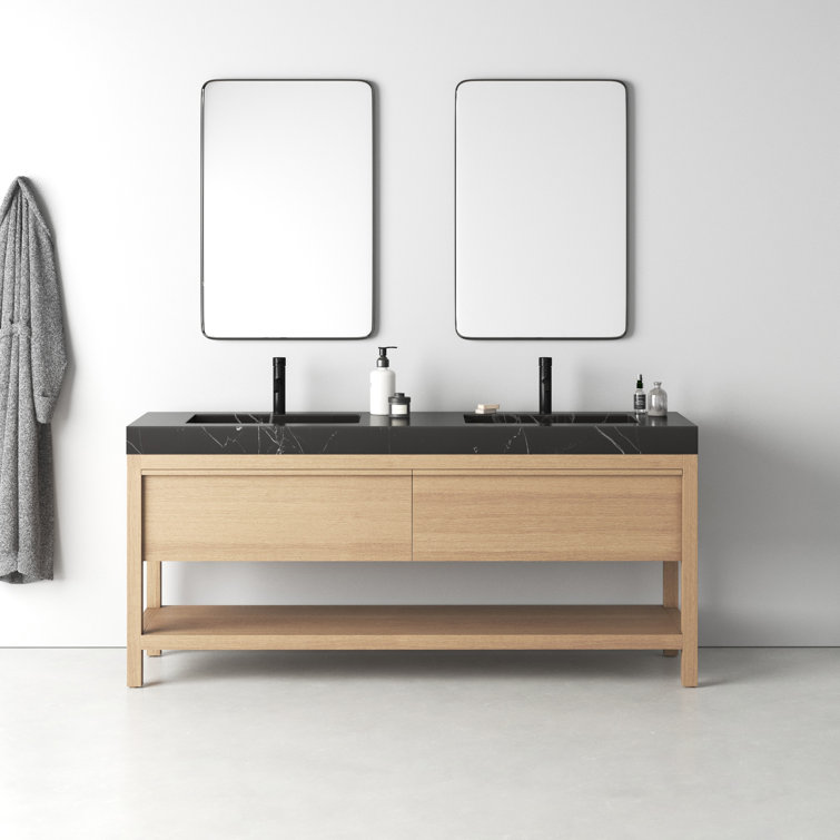 Ariane Whitewash Oak 72'' Double Freestanding Bathroom Vanity