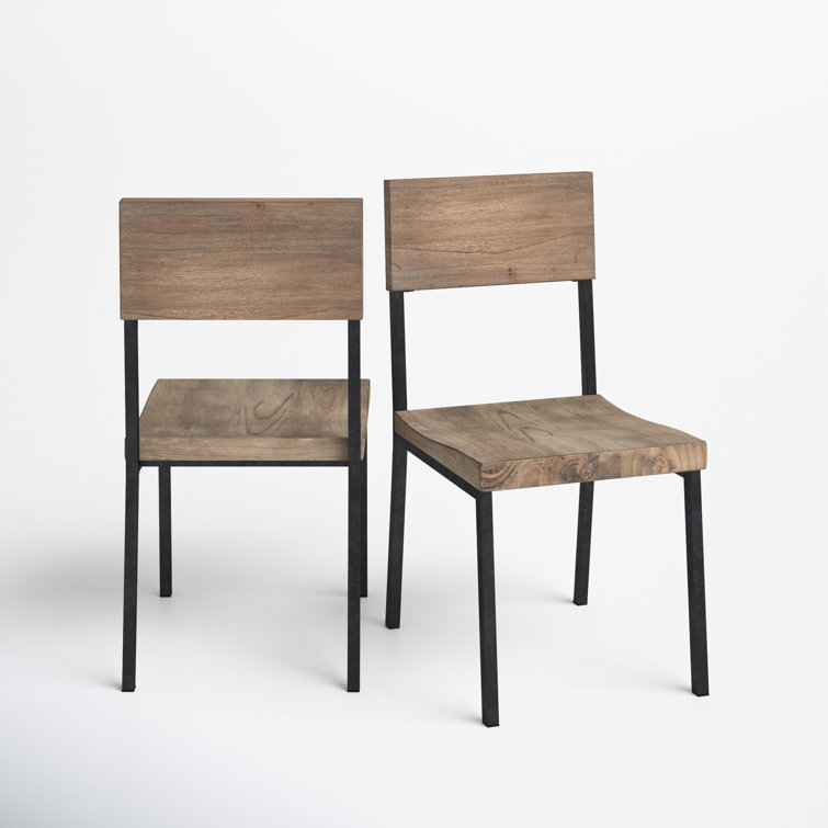 Tacoma Industrial Mindi Wood and Steel Side Chair, Set of 2