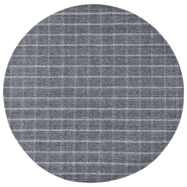 Charcoal Elegance 7' Round Hand-Knotted Wool & Viscose Rug