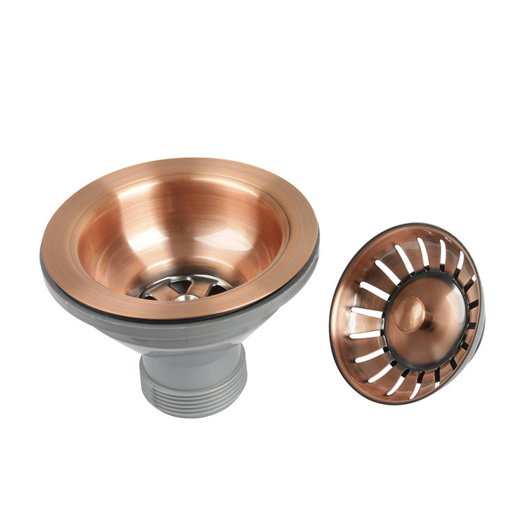 Copper and Plastic Kitchen Sink Basket Strainer Drain