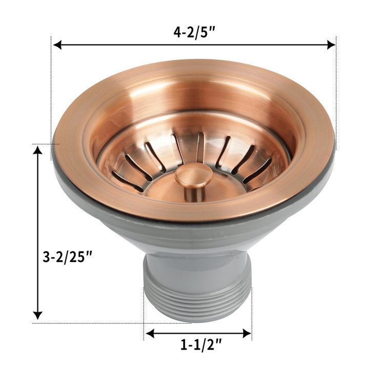 Copper and Plastic Kitchen Sink Basket Strainer Drain