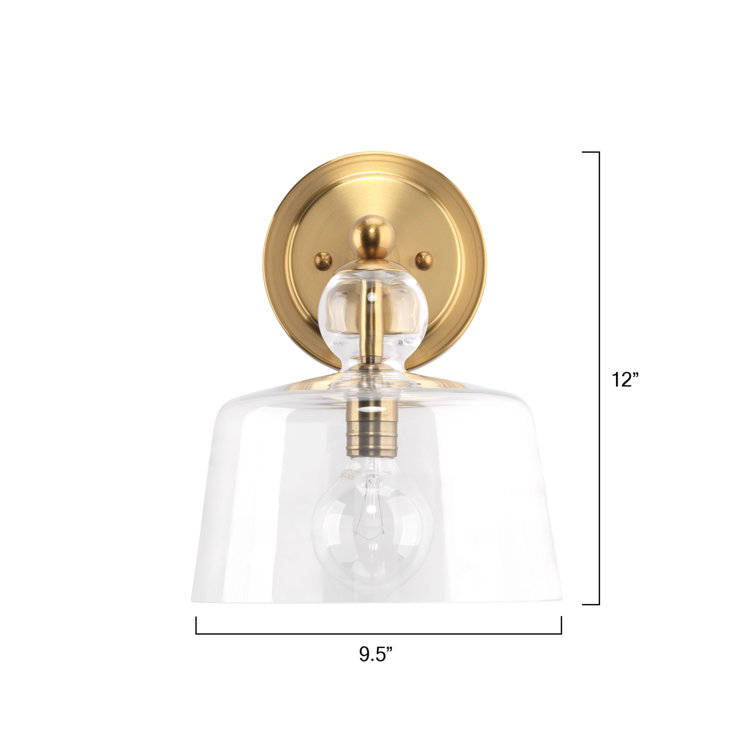 Elevate 12" Antique Brass and Clear Glass Jelly Jar Wall Sconce